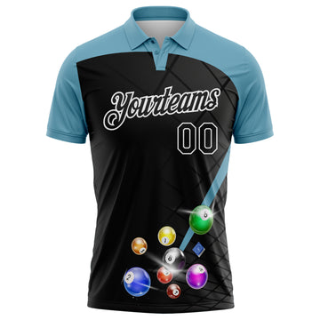 Custom Black Shadow Blue-White Billiard Balls Performance Polo Shirt
