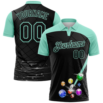 Custom Black-Ice Blue Billiard Balls Performance Polo Shirt