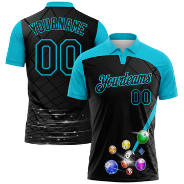 Custom Black-Lakes Blue Billiard Balls Performance Polo Shirt