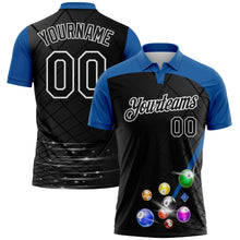 Laden Sie das Bild in den Galerie-Viewer, Custom Black Thunder Blue-White Billiard Balls Performance Polo Shirt
