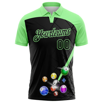 Custom Black-Pea Green Billiard Balls Performance Polo Shirt