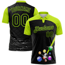 Charger l'image dans la galerie, Custom Black-Neon Green Billiard Balls Performance Polo Shirt
