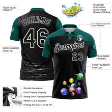 Laden Sie das Bild in den Galerie-Viewer, Custom Black Midnight Green-White Billiard Balls Performance Polo Shirt
