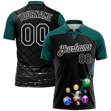 Laden Sie das Bild in den Galerie-Viewer, Custom Black Midnight Green-White Billiard Balls Performance Polo Shirt
