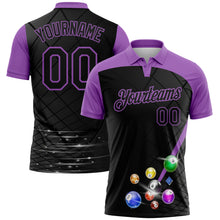 Charger l'image dans la galerie, Custom Black-Medium Purple Billiard Balls Performance Polo Shirt
