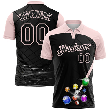 Custom Black-Light Pink Billiard Balls Performance Polo Shirt