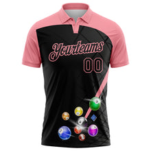 Laden Sie das Bild in den Galerie-Viewer, Custom Black-Medium Pink Billiard Balls Performance Polo Shirt
