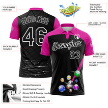Laden Sie das Bild in den Galerie-Viewer, Custom Black Deep Pink-White Billiard Balls Performance Polo Shirt
