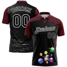 Laden Sie das Bild in den Galerie-Viewer, Custom Black Maroon-White Billiard Balls Performance Polo Shirt

