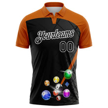 Load image into Gallery viewer, Custom Black Texas Orange-White Billiard Balls Geometric Grid Performance Polo Shirt
