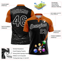 Load image into Gallery viewer, Custom Black Texas Orange-White Billiard Balls Geometric Grid Performance Polo Shirt
