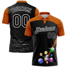 Load image into Gallery viewer, Custom Black Texas Orange-White Billiard Balls Geometric Grid Performance Polo Shirt
