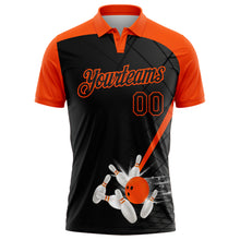 Laden Sie das Bild in den Galerie-Viewer, Custom Black-Orange Bowling Geometric Grid Performance Polo Shirt
