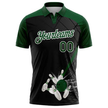 Laden Sie das Bild in den Galerie-Viewer, Custom Black Green-White Bowling Geometric Grid Performance Polo Shirt
