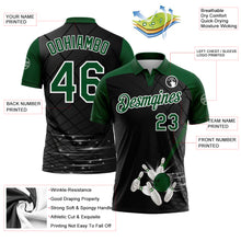 Laden Sie das Bild in den Galerie-Viewer, Custom Black Green-White Bowling Geometric Grid Performance Polo Shirt
