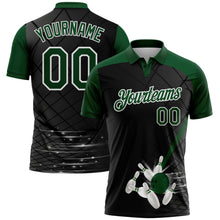 Laden Sie das Bild in den Galerie-Viewer, Custom Black Green-White Bowling Geometric Grid Performance Polo Shirt
