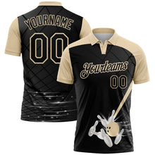 Laden Sie das Bild in den Galerie-Viewer, Custom Black-City Cream Bowling Geometric Grid Performance Polo Shirt
