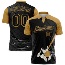 Laden Sie das Bild in den Galerie-Viewer, Custom Black-Old Gold Bowling Geometric Grid Performance Polo Shirt
