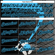 Load image into Gallery viewer, Custom Black-Sky Blue Bowling Geometric Grid Performance Polo Shirt
