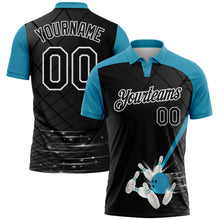 Charger l'image dans la galerie, Custom Black Panther Blue-White Bowling Geometric Grid Performance Polo Shirt

