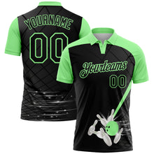 Load image into Gallery viewer, Custom Black-Pea Green Bowling Geometric Grid Performance Polo Shirt
