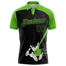 Laden Sie das Bild in den Galerie-Viewer, Custom Black-Aurora Green Bowling Geometric Grid Performance Polo Shirt
