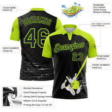Laden Sie das Bild in den Galerie-Viewer, Custom Black-Neon Green Bowling Geometric Grid Performance Polo Shirt
