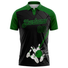 Load image into Gallery viewer, Custom Black-Grass Green Bowling Geometric Grid Performance Polo Shirt
