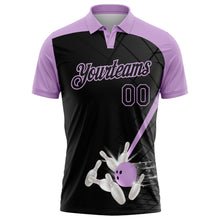 Загрузить изображение в средство просмотра галереи, Custom Black-Light Purple Bowling Geometric Grid Performance Polo Shirt
