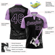 Загрузить изображение в средство просмотра галереи, Custom Black-Light Purple Bowling Geometric Grid Performance Polo Shirt
