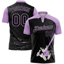 Загрузить изображение в средство просмотра галереи, Custom Black-Light Purple Bowling Geometric Grid Performance Polo Shirt
