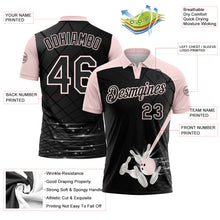 Laden Sie das Bild in den Galerie-Viewer, Custom Black-Light Pink Bowling Geometric Grid Performance Polo Shirt
