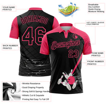 Charger l'image dans la galerie, Custom Black-Neon Pink Bowling Geometric Grid Performance Polo Shirt

