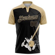 Laden Sie das Bild in den Galerie-Viewer, Custom Black-Vegas Gold Bowling Geometric Grid Performance Polo Shirt

