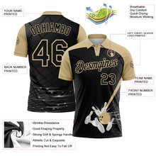 Laden Sie das Bild in den Galerie-Viewer, Custom Black-Vegas Gold Bowling Geometric Grid Performance Polo Shirt
