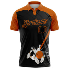 Load image into Gallery viewer, Custom Black-Texas Orange Bowling Geometric Grid Performance Polo Shirt
