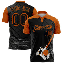 Load image into Gallery viewer, Custom Black-Texas Orange Bowling Geometric Grid Performance Polo Shirt
