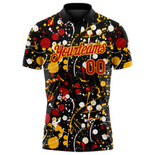 Загрузить изображение в средство просмотра галереи, Custom Graffiti Pattern Red Black Gold-White Vibrant Multi-Color Abstract Splatter Performance Polo Shirt
