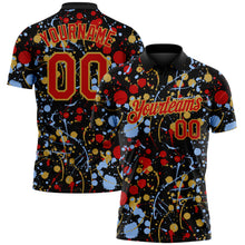 Load image into Gallery viewer, Custom Graffiti Pattern Red Black Light Blue-Old Gold Vibrant Multi-Color Abstract Splatter Performance Polo Shirt

