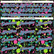 Load image into Gallery viewer, Custom Graffiti Pattern Aqua Black Pink-Neon Green Vibrant Multi-Color Abstract Splatter Performance Polo Shirt

