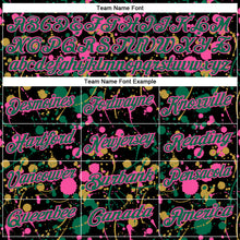 Загрузить изображение в средство просмотра галереи, Custom Graffiti Pattern Kelly Green Black Pink-Old Gold Vibrant Multi-Color Abstract Splatter Performance Polo Shirt
