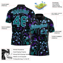 Load image into Gallery viewer, Custom Graffiti Pattern Teal Black Purple-Light Blue Vibrant Multi-Color Abstract Splatter Performance Polo Shirt
