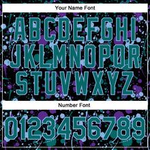 Load image into Gallery viewer, Custom Graffiti Pattern Teal Black Purple-Light Blue Vibrant Multi-Color Abstract Splatter Performance Polo Shirt
