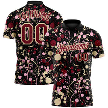 Загрузить изображение в средство просмотра галереи, Custom Graffiti Pattern Crimson Black Cream-Light Pink Vibrant Multi-Color Abstract Splatter Performance Polo Shirt
