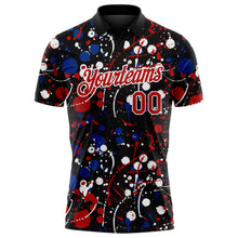Загрузить изображение в средство просмотра галереи, Custom Graffiti Pattern Red Black Royal-White Vibrant Multi-Color Abstract Splatter Performance Polo Shirt
