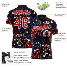 Загрузить изображение в средство просмотра галереи, Custom Graffiti Pattern Red Black Royal-White Vibrant Multi-Color Abstract Splatter Performance Polo Shirt

