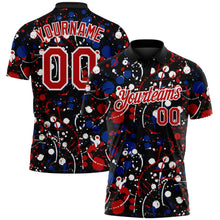 Загрузить изображение в средство просмотра галереи, Custom Graffiti Pattern Red Black Royal-White Vibrant Multi-Color Abstract Splatter Performance Polo Shirt
