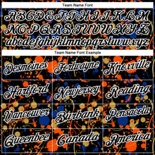 Load image into Gallery viewer, Custom Graffiti Pattern Black Royal Orange Old Gold-White Vibrant Multi-Color Abstract Splatter Performance Polo Shirt
