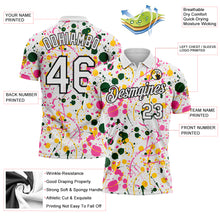Load image into Gallery viewer, Custom Graffiti Pattern White Green Pink Yellow-Black Vibrant Multi-Color Abstract Splatter Performance Polo Shirt
