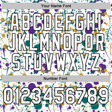 Load image into Gallery viewer, Custom Graffiti Pattern White Purple Teal Old Gold-Black Vibrant Multi-Color Abstract Splatter Performance Polo Shirt

